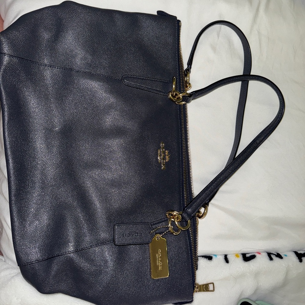 Coach Dark Gray Leather Tote Bag